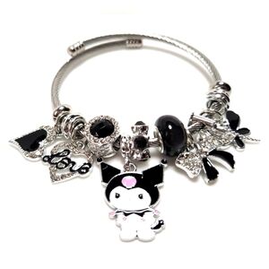 Silver and Black Charm Bracelet